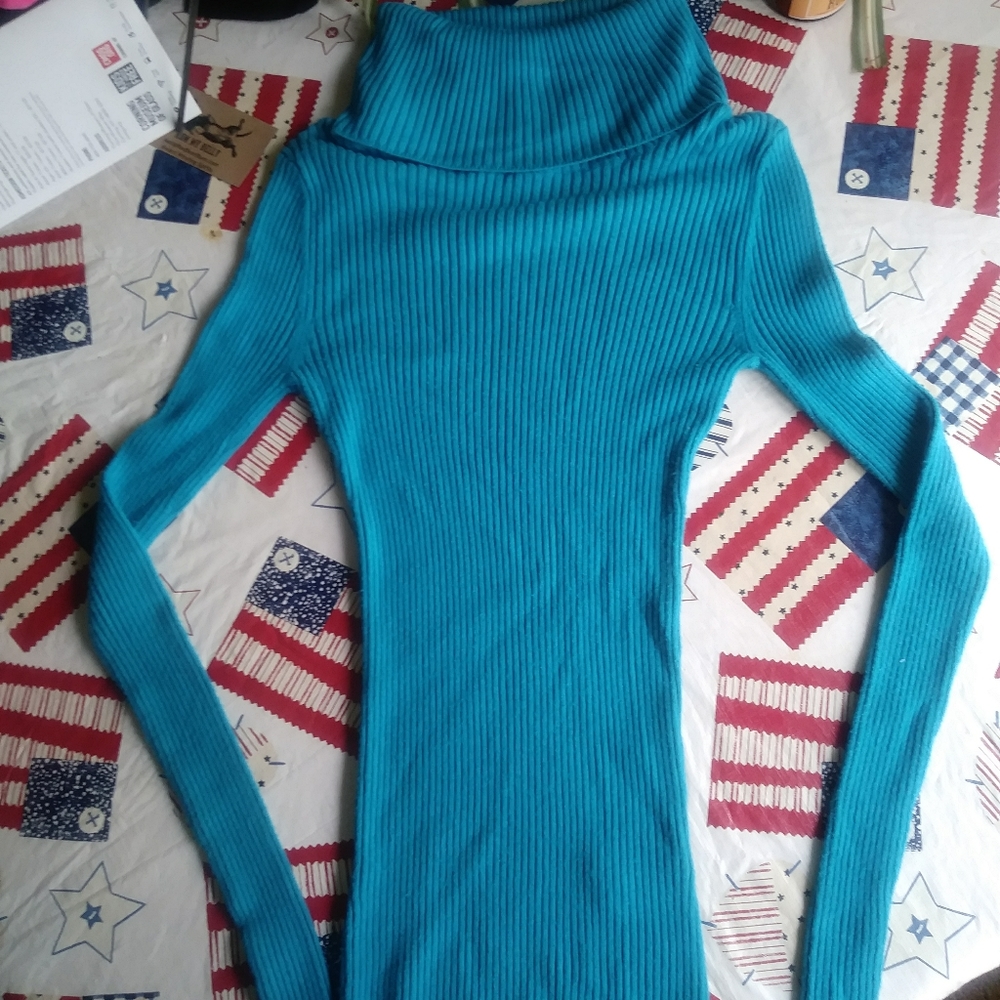 Express stretchy blue turtleneck womans small